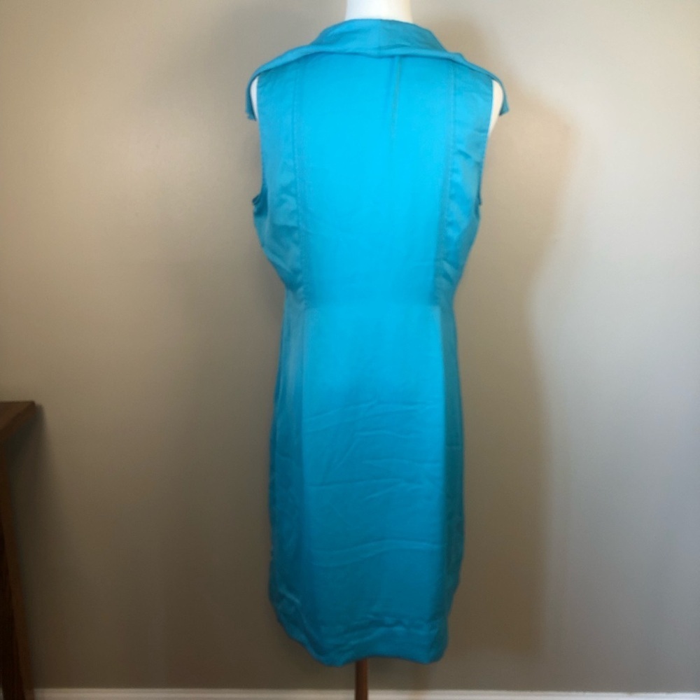 Elie Tahari Turquoise Ruffle Midi Dress Size S - Picture 2 of 8